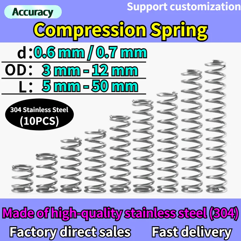 kf Sd183c4bb8b5944b08ab834fd87ab53dfR 10Pcs Diameter Kawat 0 6mm 0 7mm 304 Stainless Steel Mikro Kecil Kompresi Pegas OD 3mm